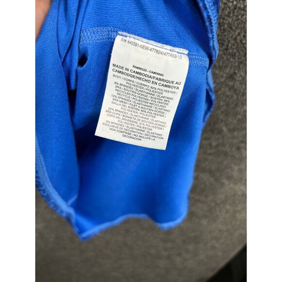 Nike Dri Fit Raceback Tank Womens Sz S Blue Leopard Print Built in Bra Training - Picture 7 of 10